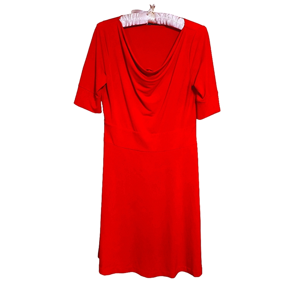 Banana Republic Womens Small Cowl Neck Orange Midi Dress Easy Care Stret…